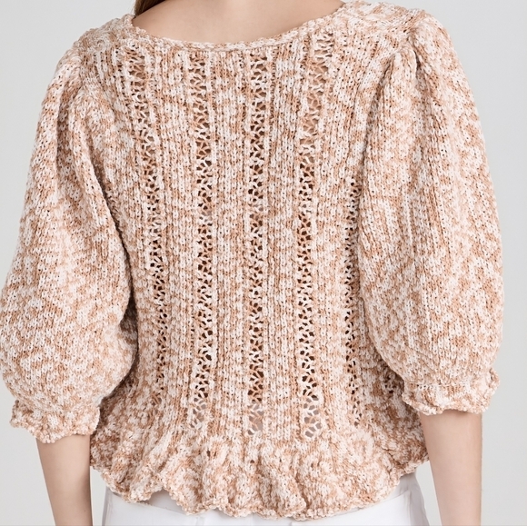 NWT FREE PEOPLE Yesterday Puff Sleeve Toggle Closure Cardigan- Large, Toast - Picture 3 of 9